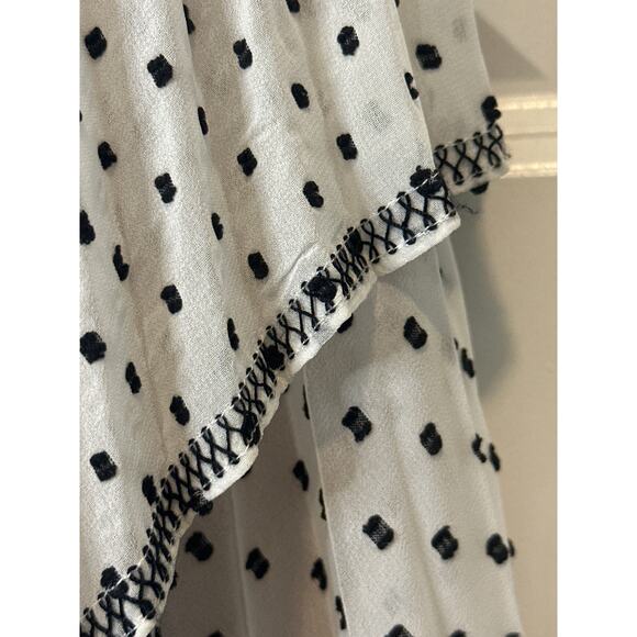 Self-Portrait Swiss Dot Pleated Chiffon Midi Dress White Black Size 4 - Picture 12 of 15